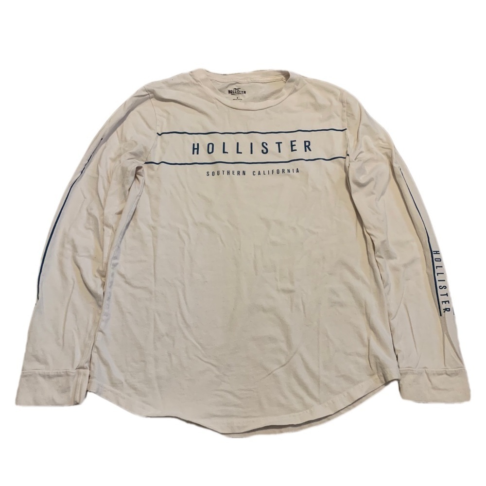 π Hollister Southern California Logo Long Sleeve T-Shirt - White - Men's Small